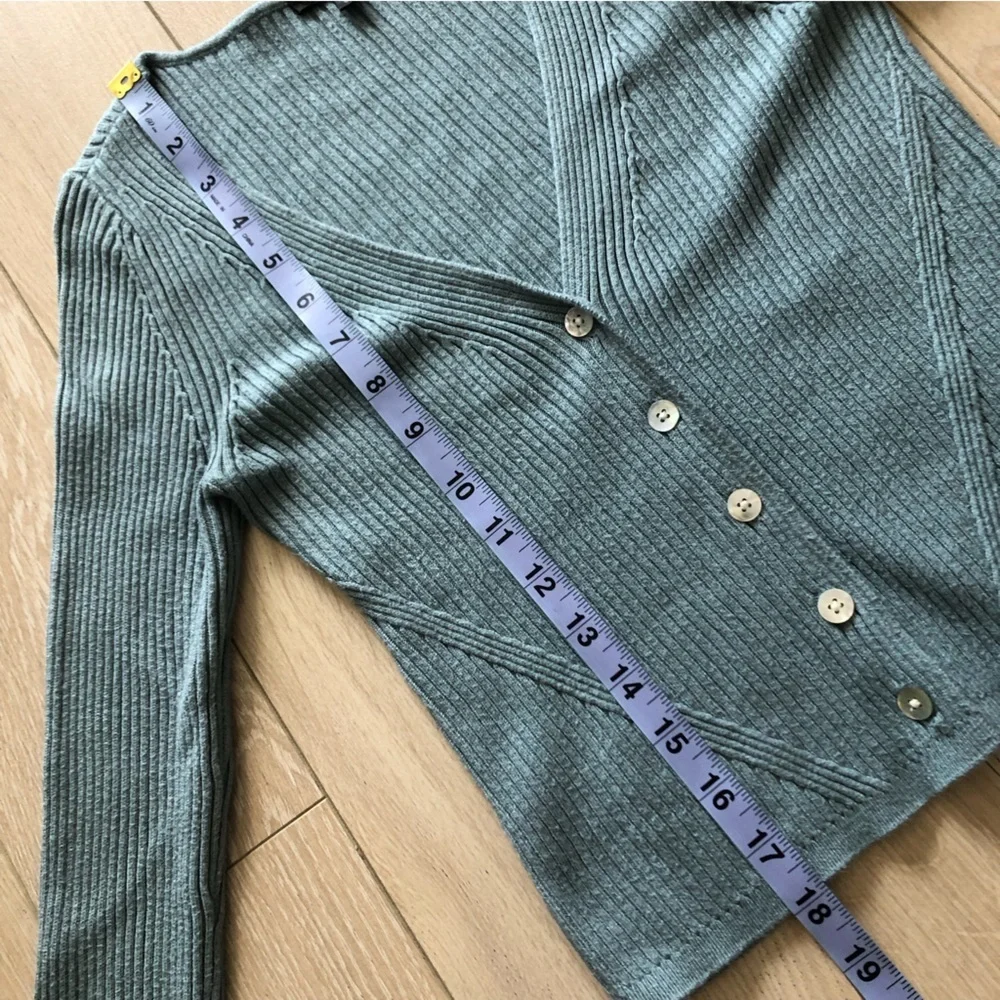 Dynamite Ribbed Shell Button Cardigan in Light Blue - Picture 9 of 9
